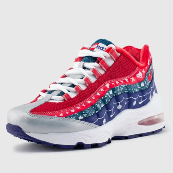 Nike Air Max 95 Sneaker Shoes Lace-Up White University Red Noble